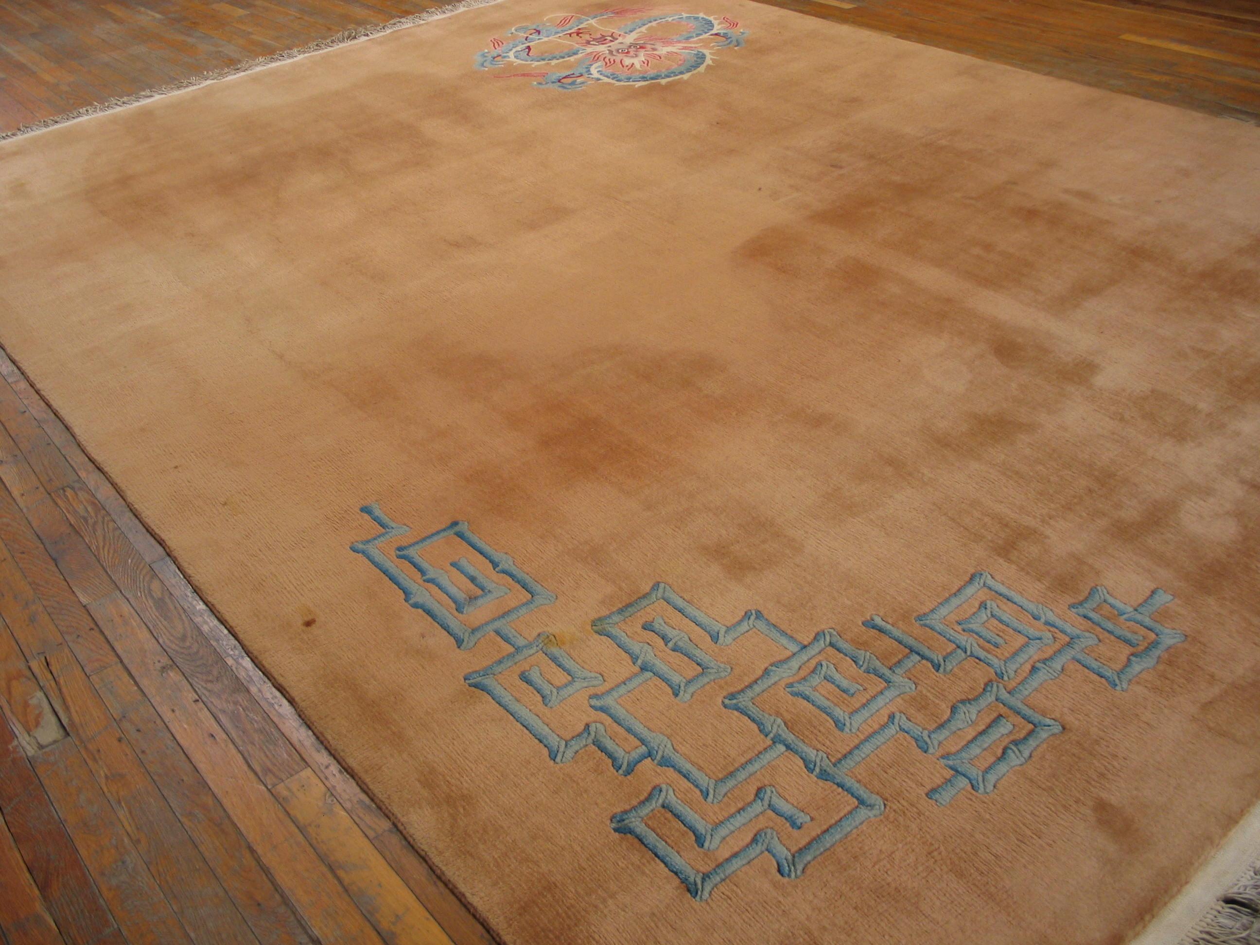 1920er Jahre Chinesischer Art Deco Drachenteppich ( 9' x 12' - 275 x 365 ) (Wolle) im Angebot