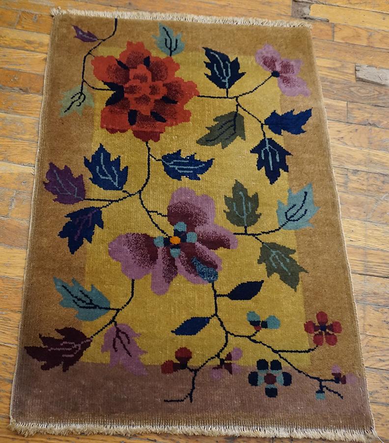 Hand-Knotted 1920s Chinese Art Deco Rug ( 2' x 3' - 60 x 90 ) For Sale