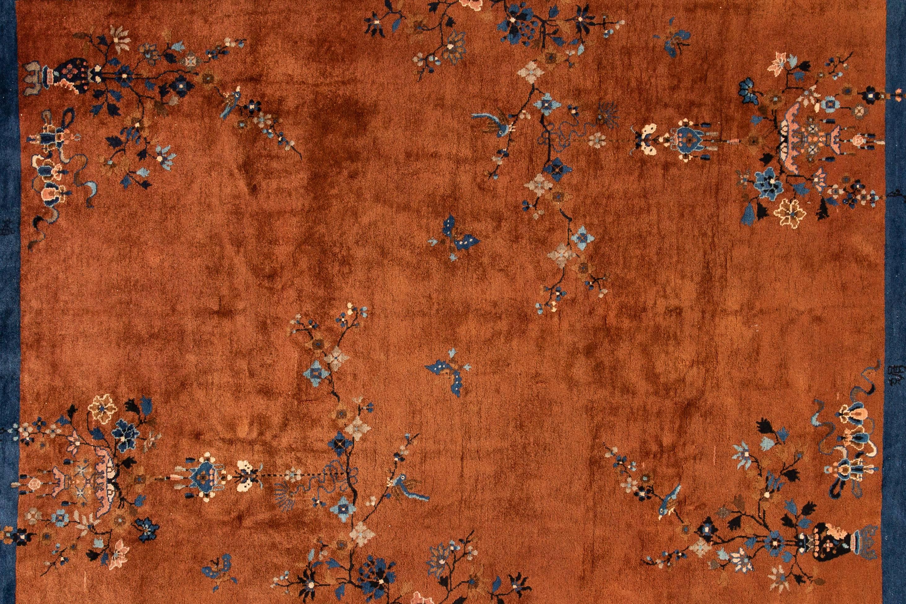 Hand-Knotted 1920s Chinese Art Deco Rug