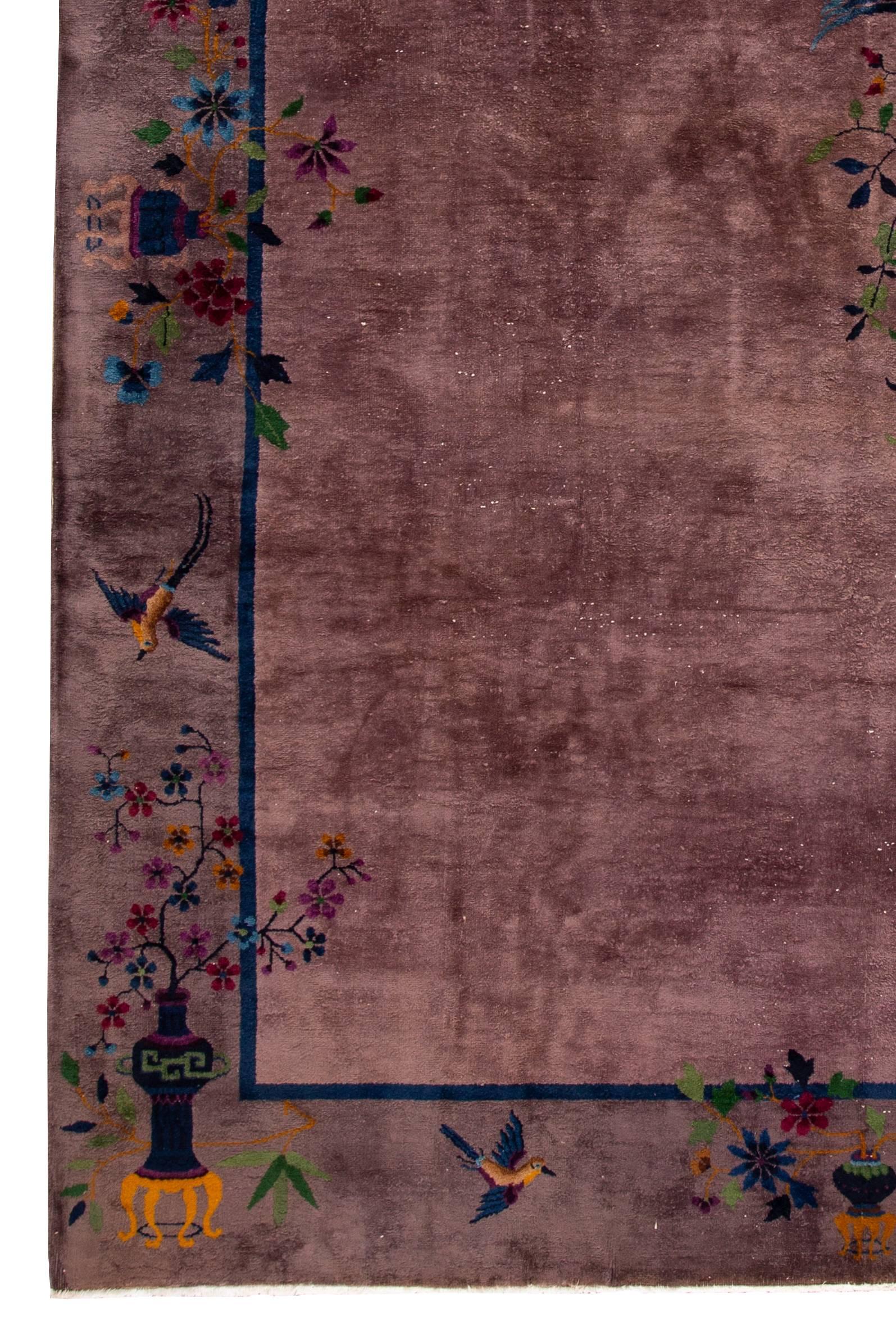 Hand-Knotted 1920s Chinese Art Deco Rug