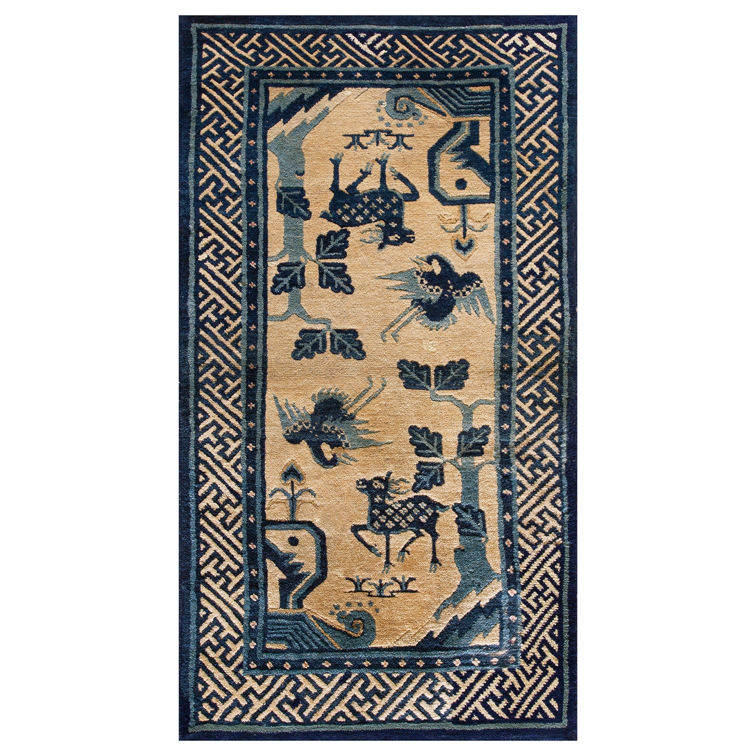 Tapis BaoTou chinois des années 1920 ( 2''2'''' X 4''3"" - 66 x 130 cm )