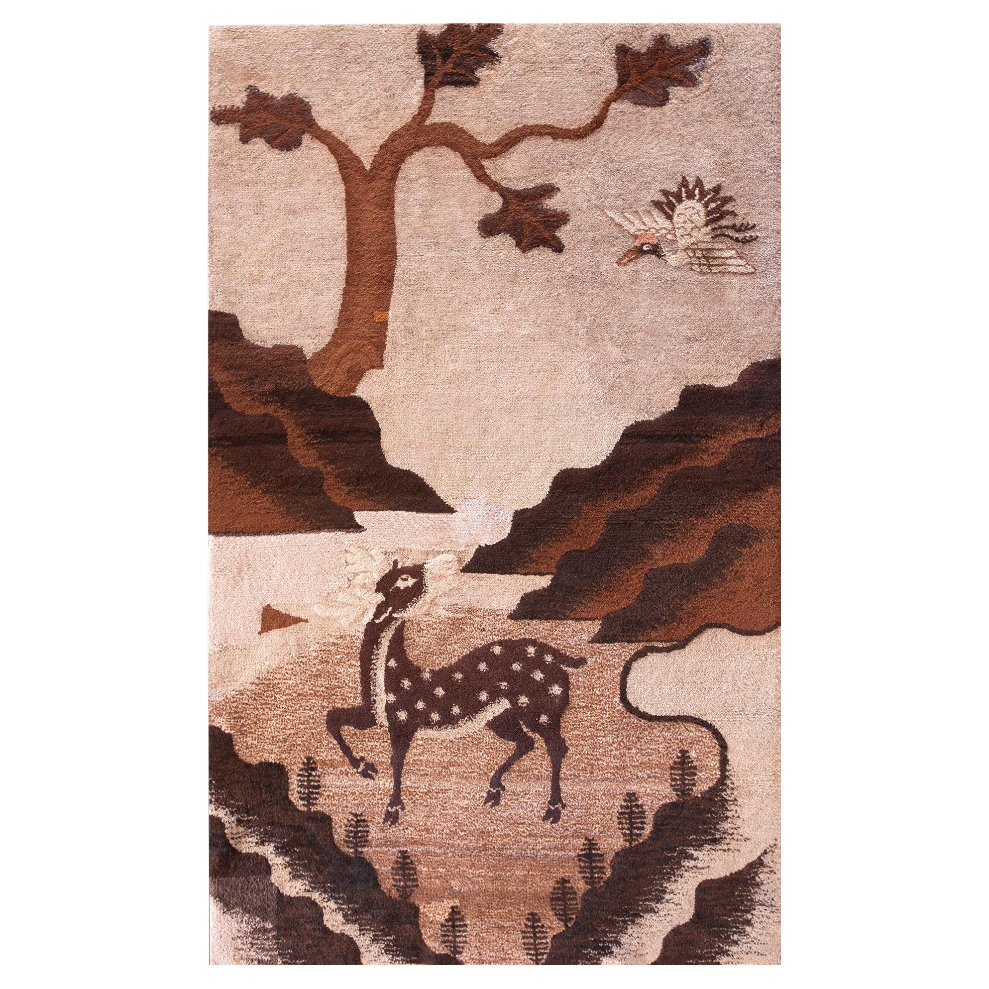 Tapis chinois Baotou des années 1920 ( 3'2" x 5'2" - 97 x 158 ) en vente