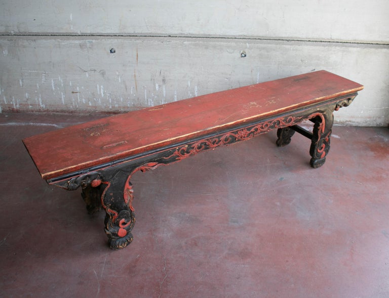 Hand Painted Wooden Bench Black Dining Room Furniture Home Living Kientructhanhdat Com
