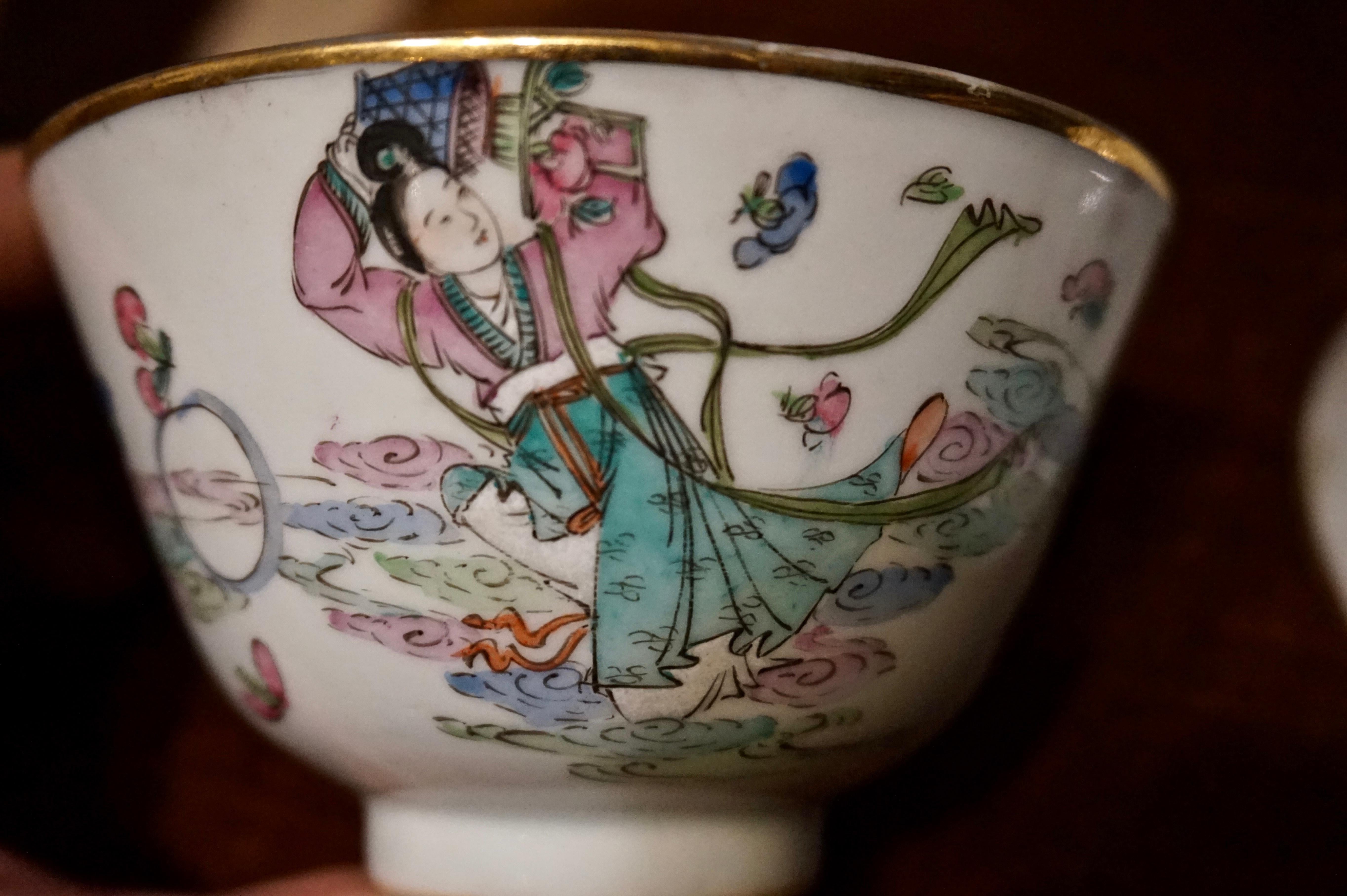 Chinesische handbemalte Keramikschalen aus den 1920er Jahren (Asiatisch) im Angebot