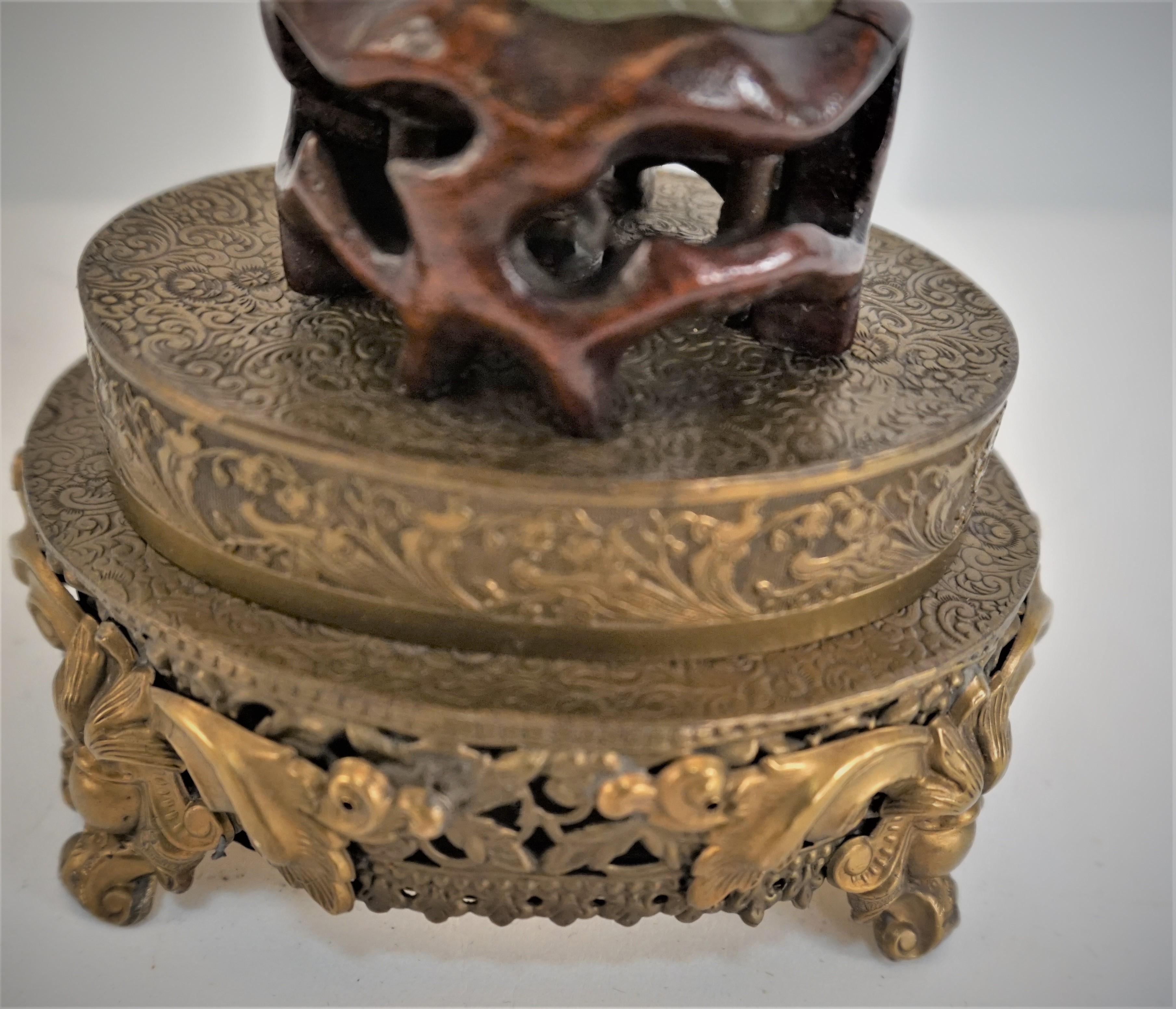 1920's Chinese Jade Quartz Table Lamp. In Good Condition For Sale In Fairfax, VA