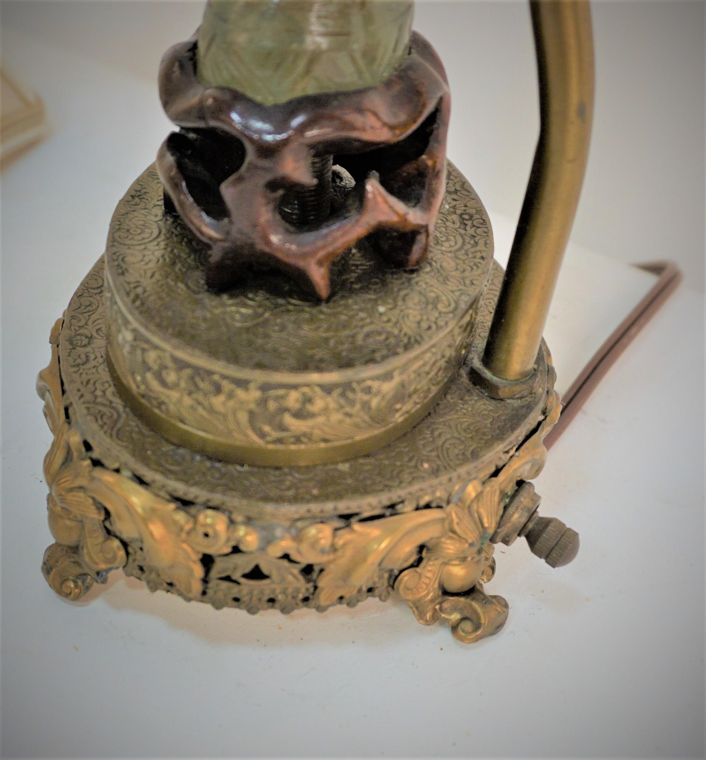 Chinesische Jadequarz-Tischlampe aus den 1920er Jahren. im Angebot 1
