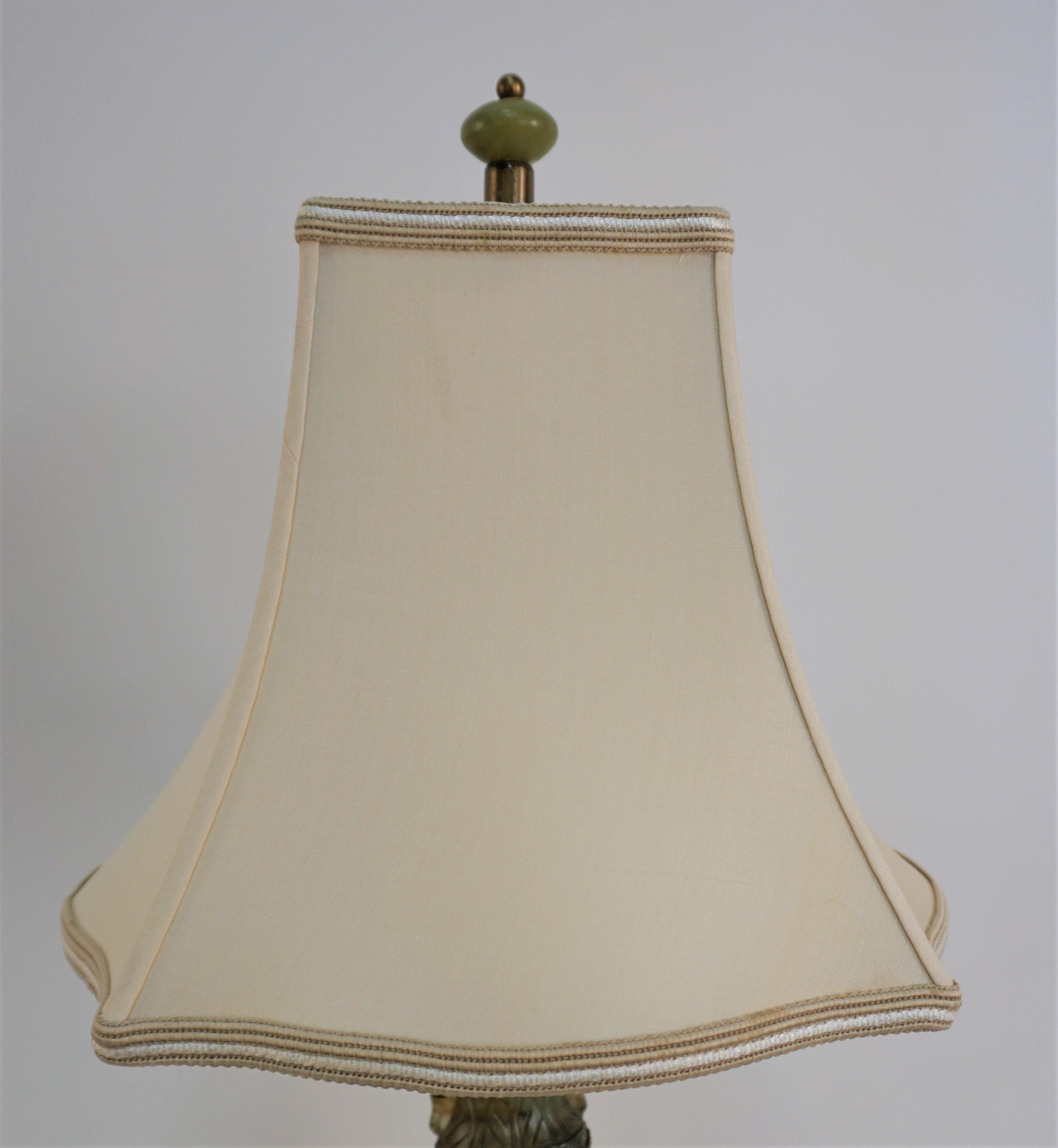 1920's Chinese Jade Quartz Table Lamp. For Sale 4