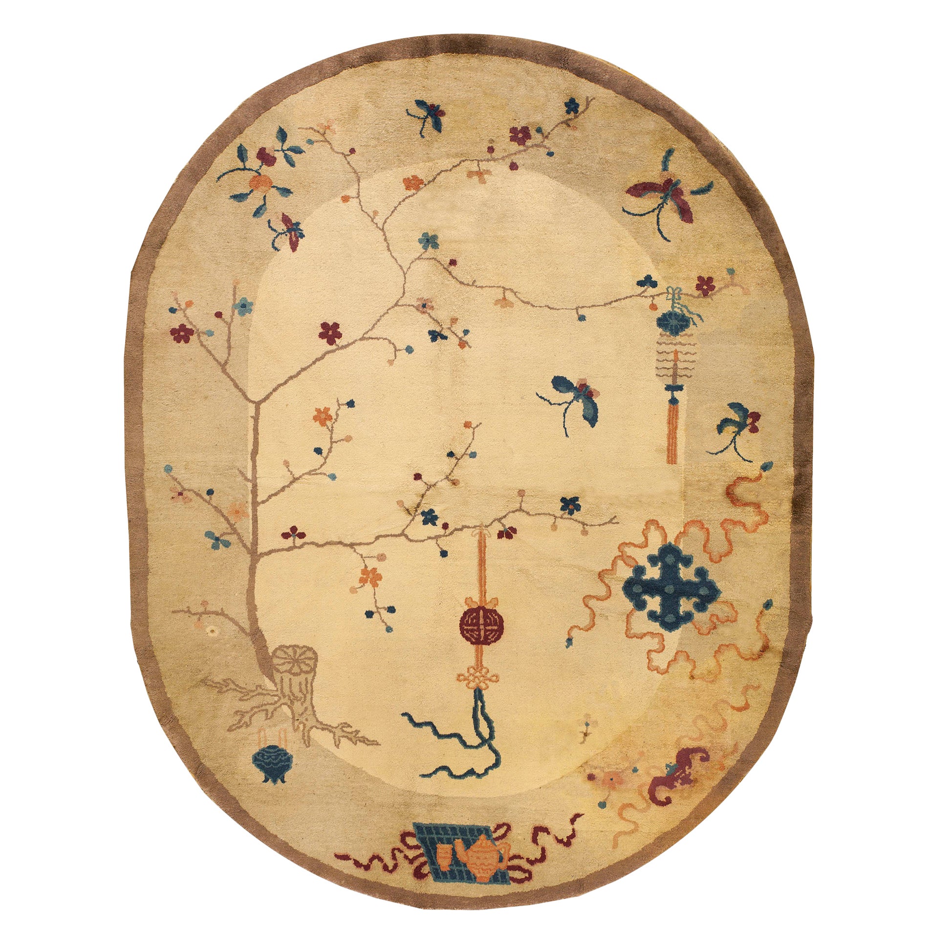 1920s Chinese Oval Art Deco Carpet ( 6'2'' x 7'9'' - 188 x 236 )