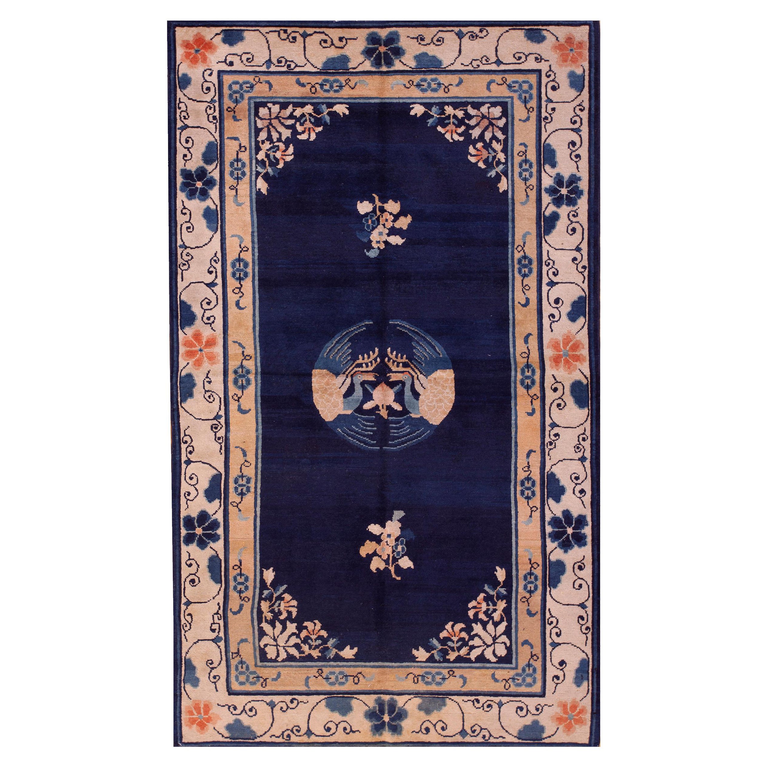 Tapis chinois de Pékin des années 1920 avec grues 6' 8" x 4' 0"