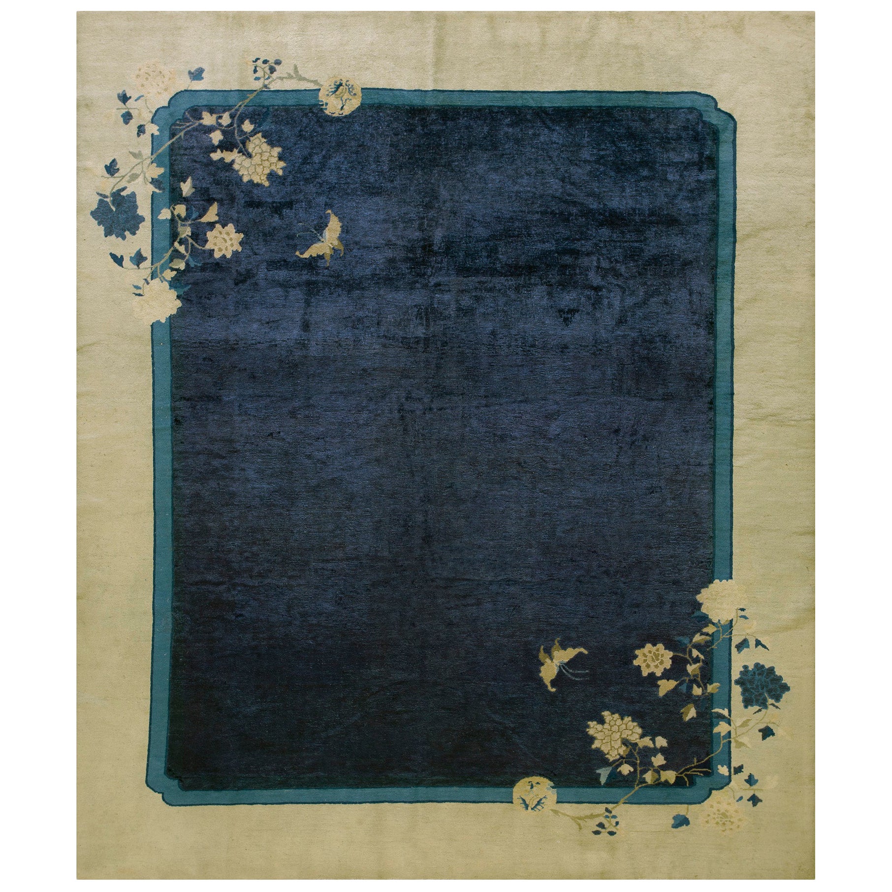 Tappeto cinese Pechino anni '20 in lana e seta ( 7' 10'' x 9' 6'' - 240 x 290 cm ) in vendita