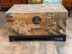 1920s Chinese Pigskin Trunk on Stand