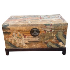 1920s Chinese Pigskin Trunk on Stand