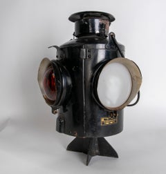 1920s Chinese Ship Lantern with Original Glasses with Plaque