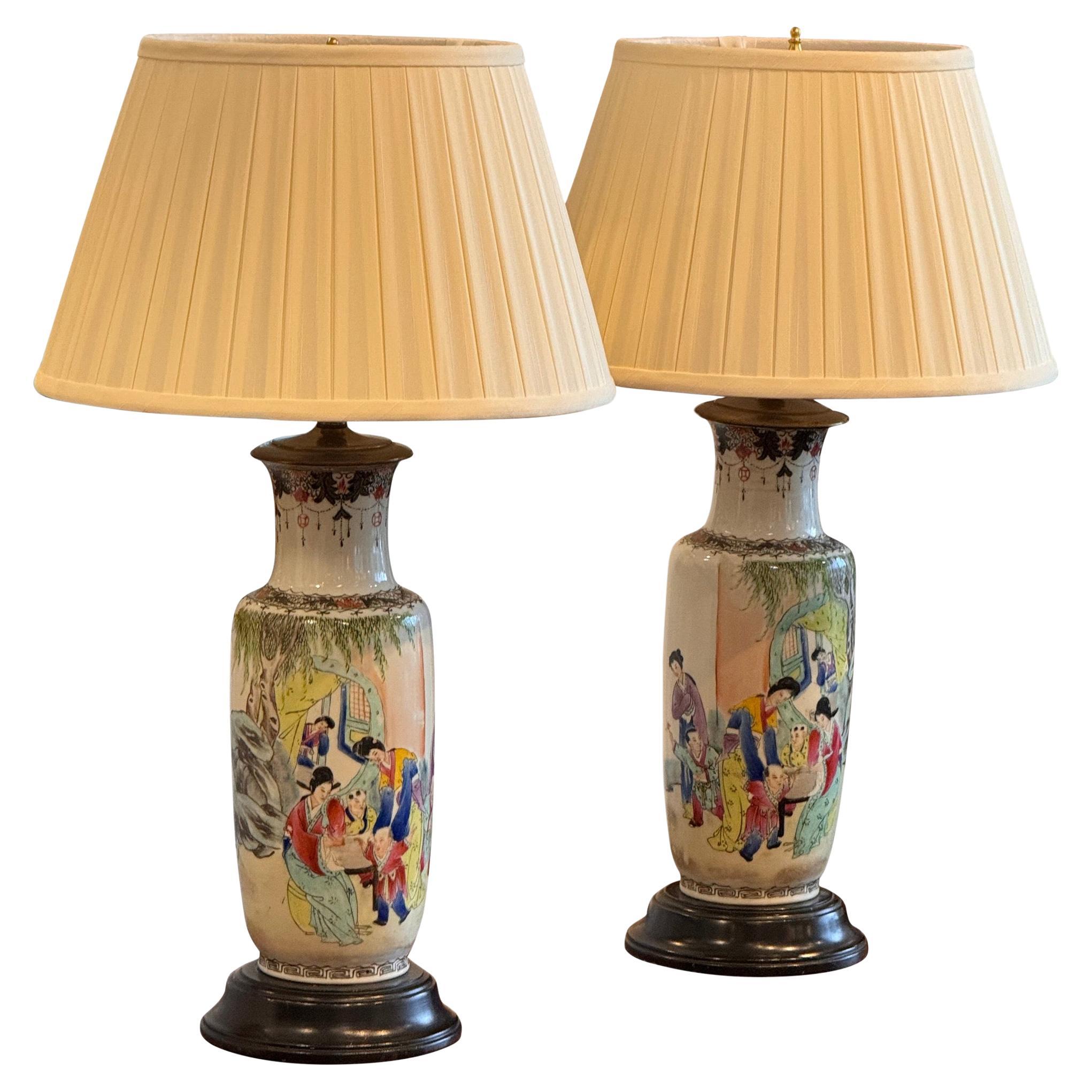 1920s Chinese Urn Lamp - Set of 2 For Sale