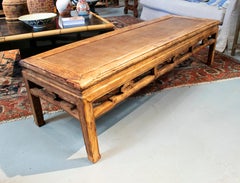 1920s Chinese Wooden Coffee Table with Rattan Top