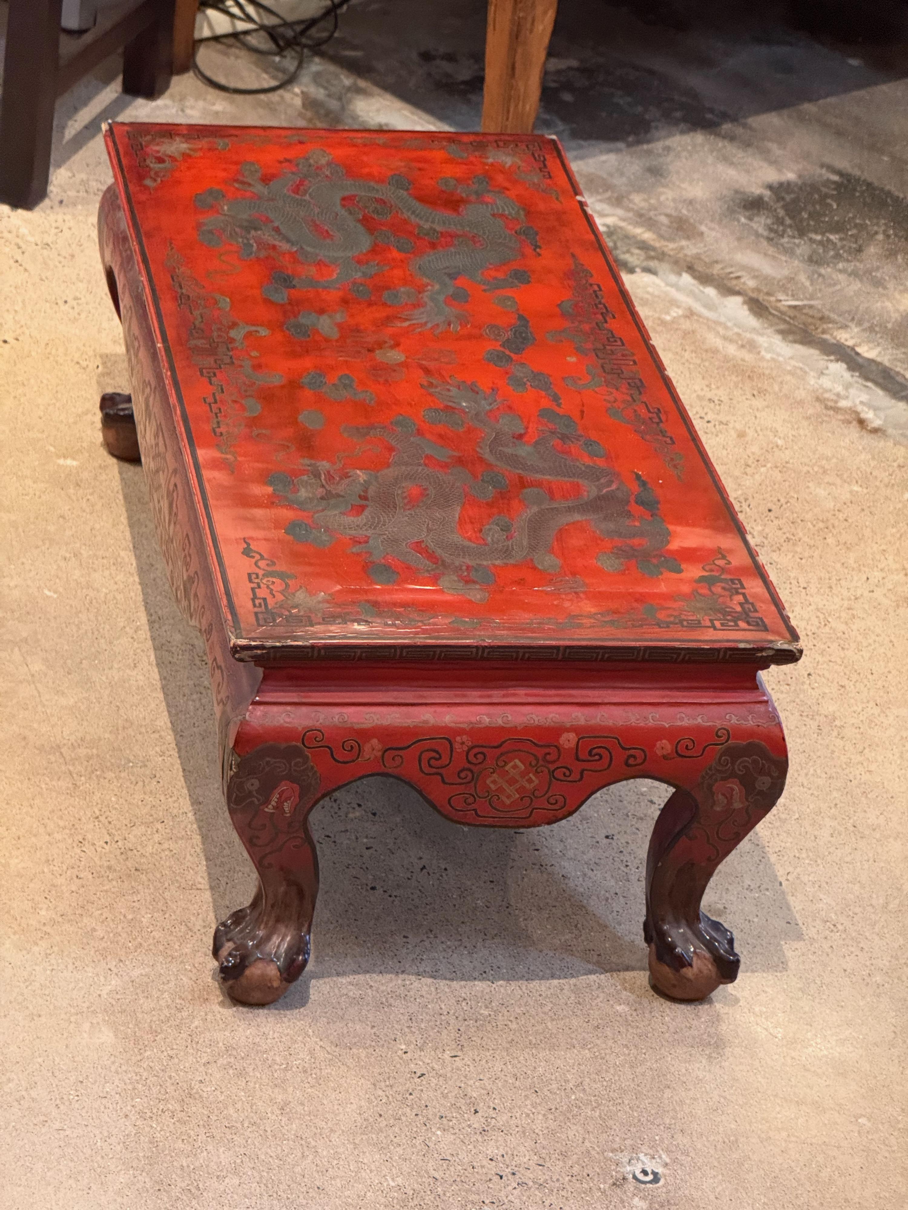 Wood 1920s Chinoiserie Decorated Low Table