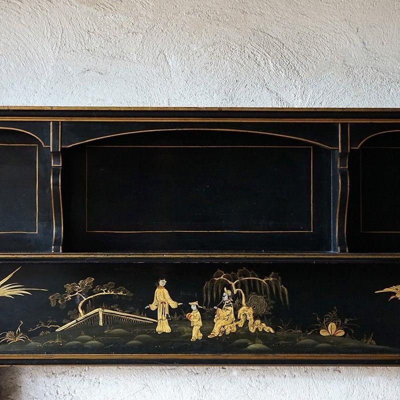 Wood 1920s Chinoiserie Ebonised Fireplace Surround