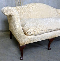 1920s Chippendale Revival Camel-Back Sofa in Cut Velvet