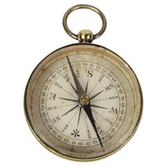 1920s Chromed Brass Pocket Compass Antique Travelling Scientific Instrument