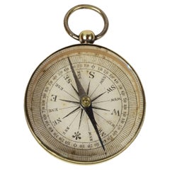 Boussole de poche en laiton chromé des années 1920 Instrument scientifique de voyage ancien