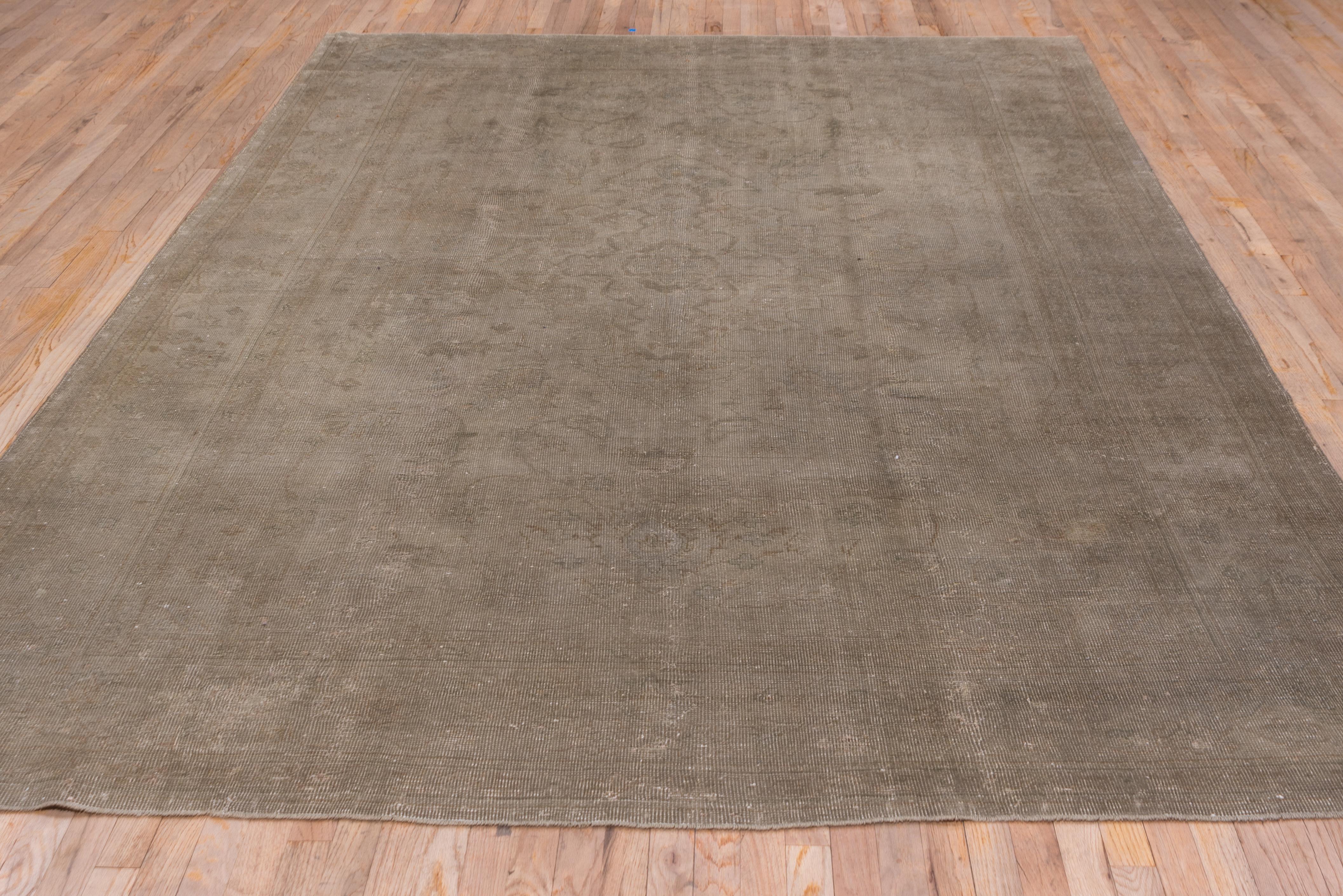 Hand-Knotted 1920s Classic Antique Turkish Oushak Rug, Neutral Monochromatic Palette For Sale