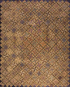1920s Classic Colorful Star Pattern Antique American Hooked Rug 10
x12
2" Carpet