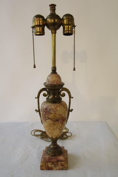 1920s Classical Marble Lamp with Brass Accents
