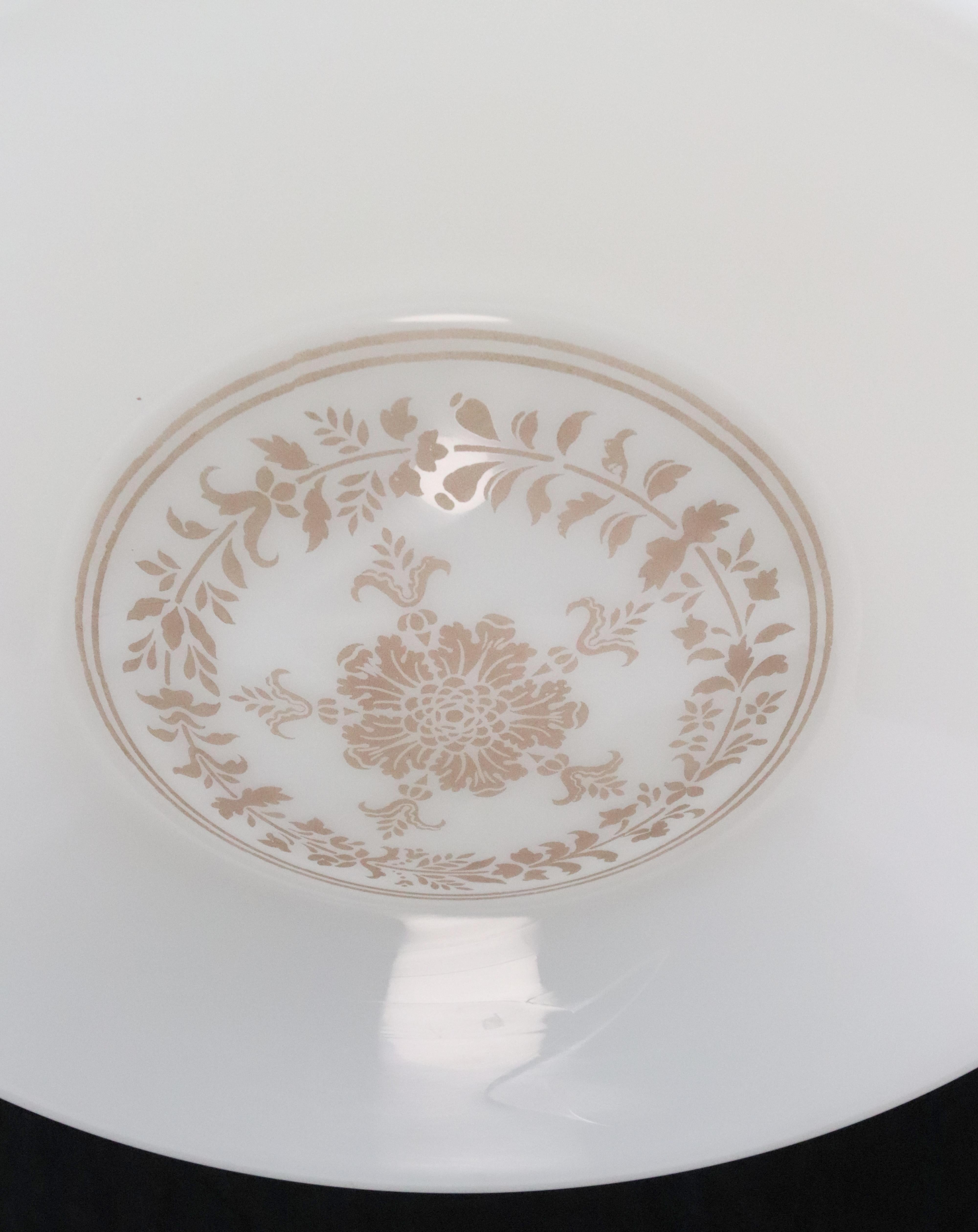 Lampe pendante tambour en verre au lait avec pochoirs, années 1920 en vente 4