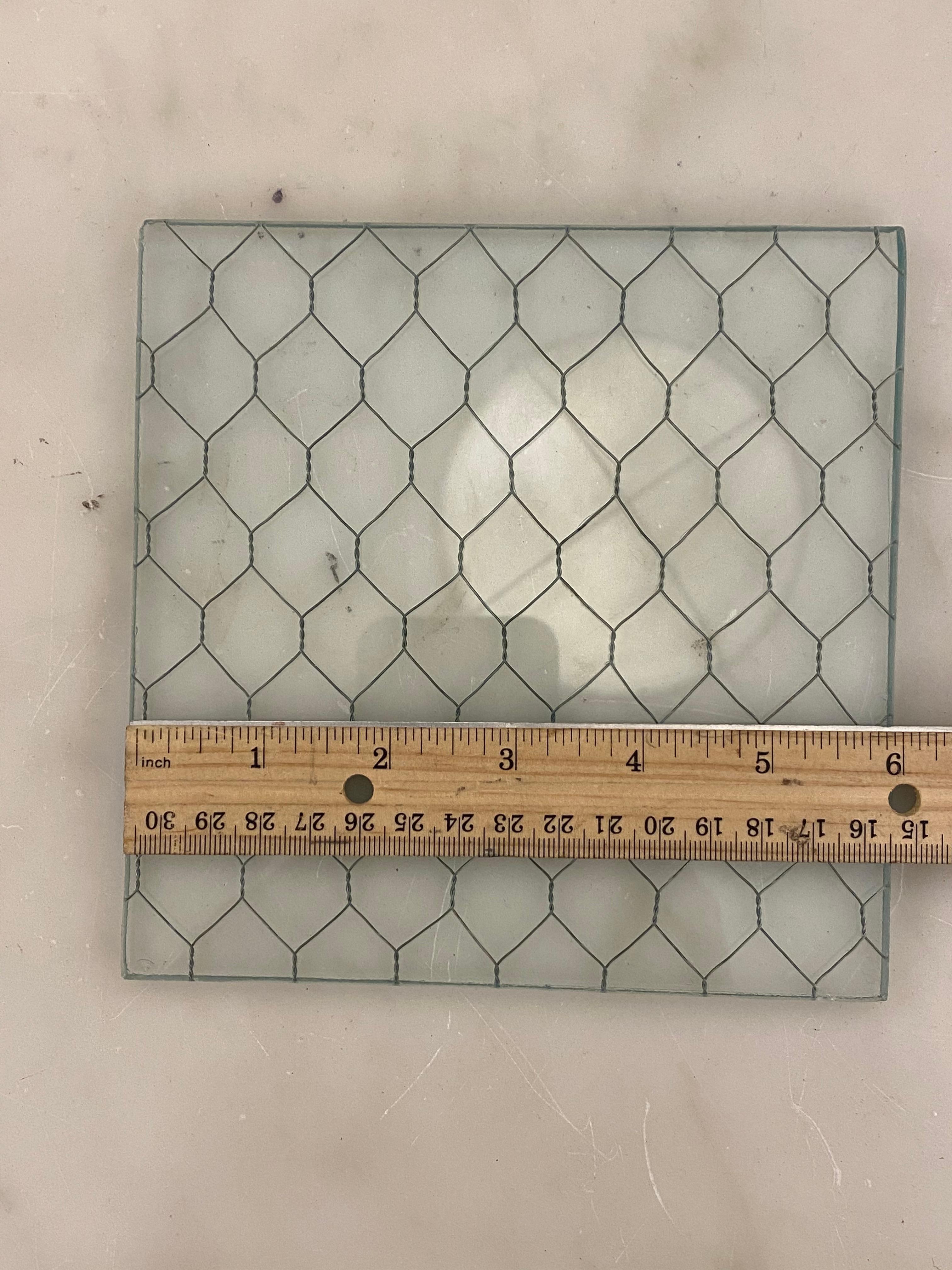 1920s Clear Industrial Chicken Wire Glass Large Sheets Available For Sale 5