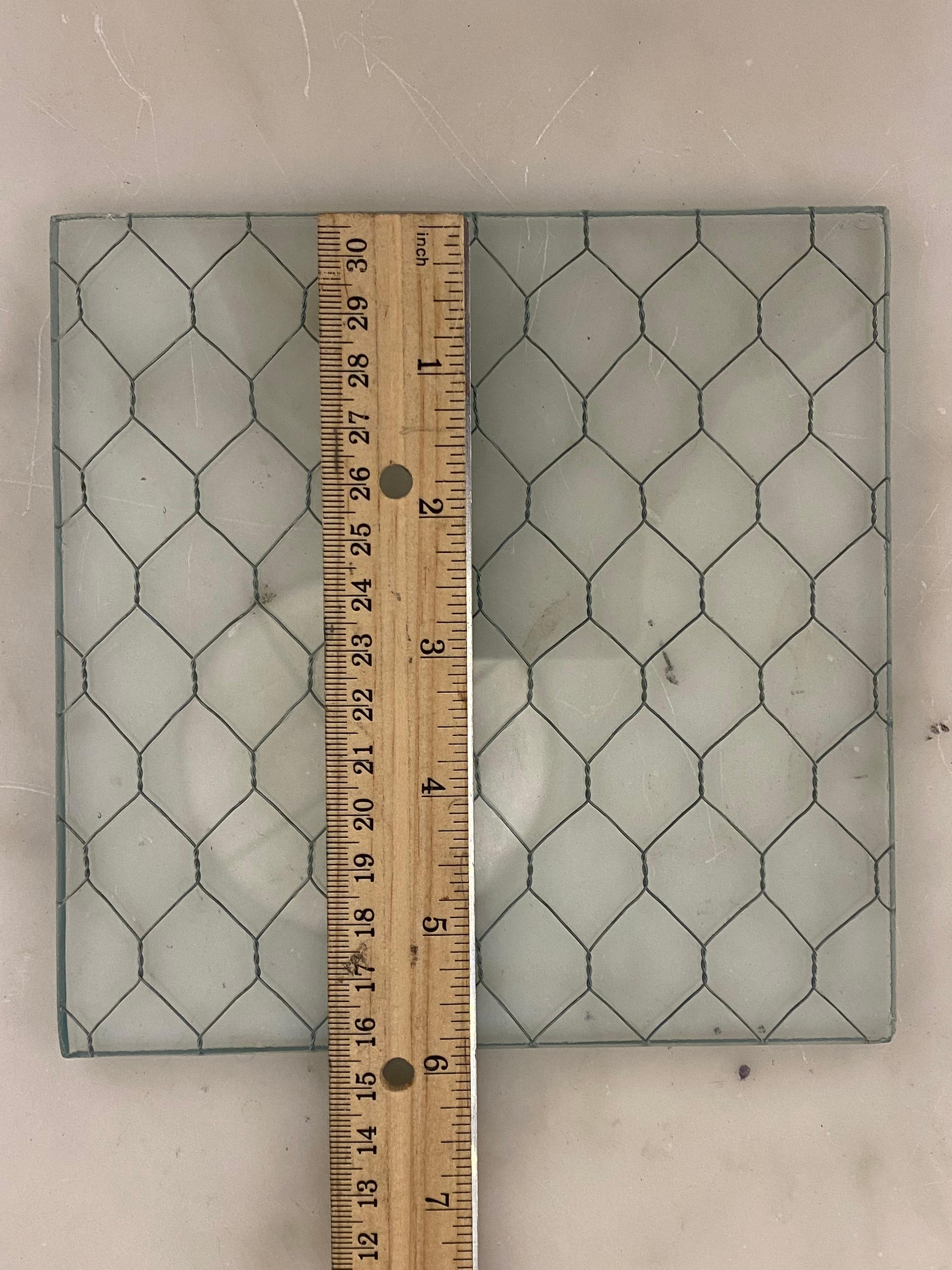 1920s Clear Industrial Chicken Wire Glass Large Sheets Available For Sale 6