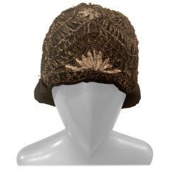 1920's Cloche Hat with Metallic Silver and Gold Soutache Braid Trim