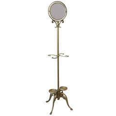 1920s Coat Tree Umbrella Stand with Double Sided Bevelled Mirror and Claw Feet