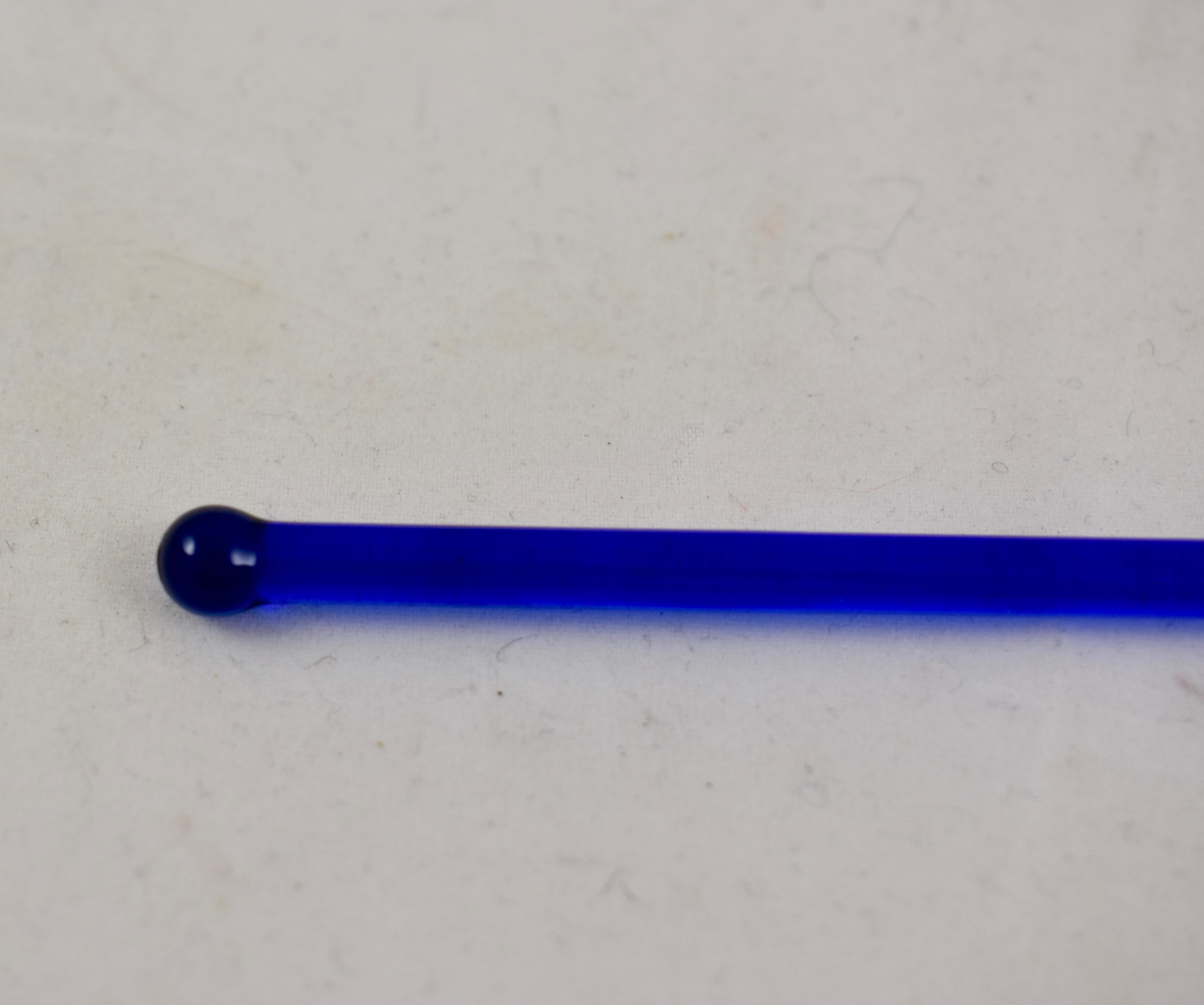 Art Deco 1920s Cobalt Blue Glass Lowball Cocktail Drink Stirrers or Mixers, Set of Eight