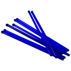 1920s Cobalt Blue Glass Lowball Cocktail Drink Stirrers or Mixers, Set of Eight