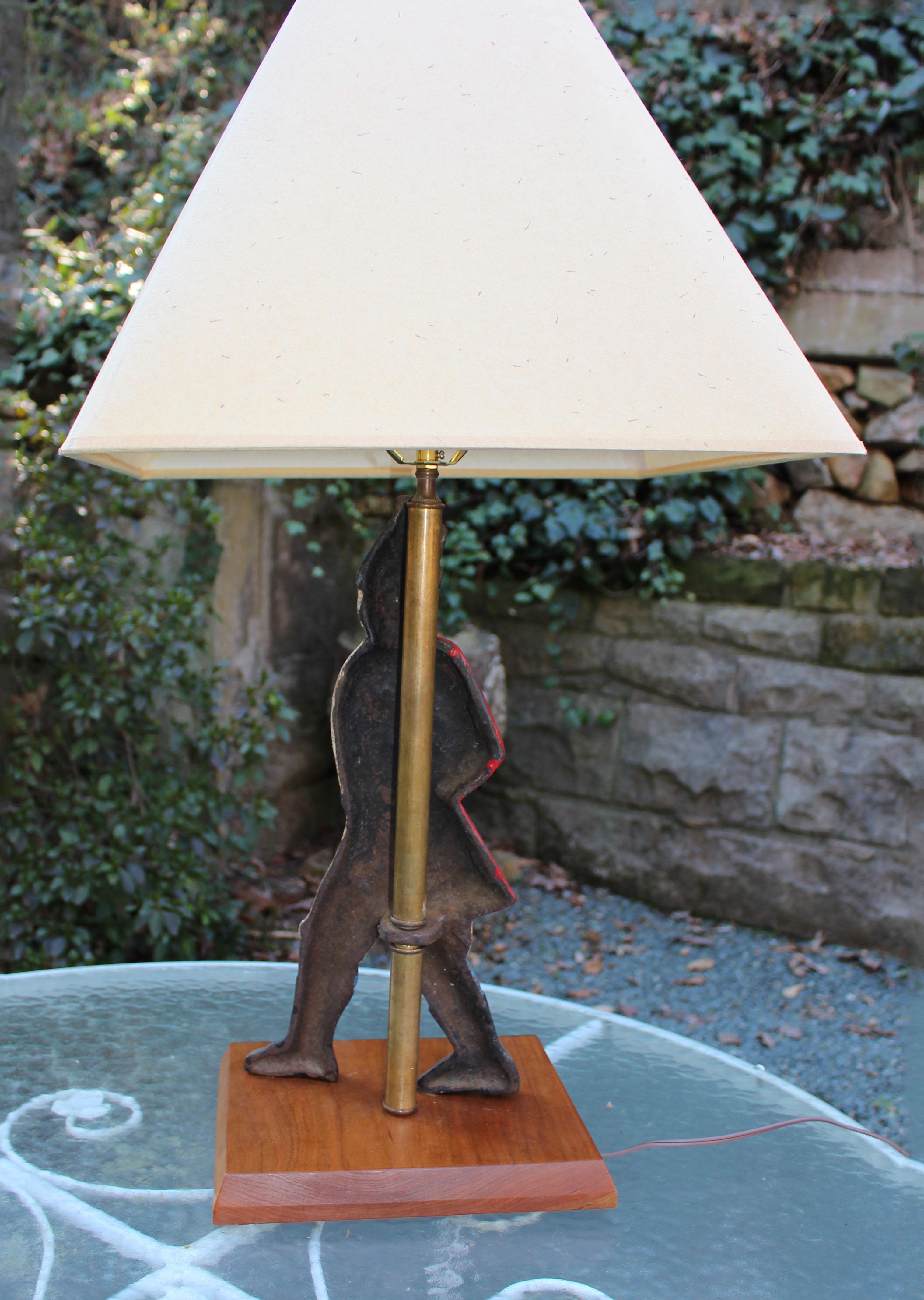 English 1920s Colonial Revival Hessian Soldier Andiron Mounted as a Lamp