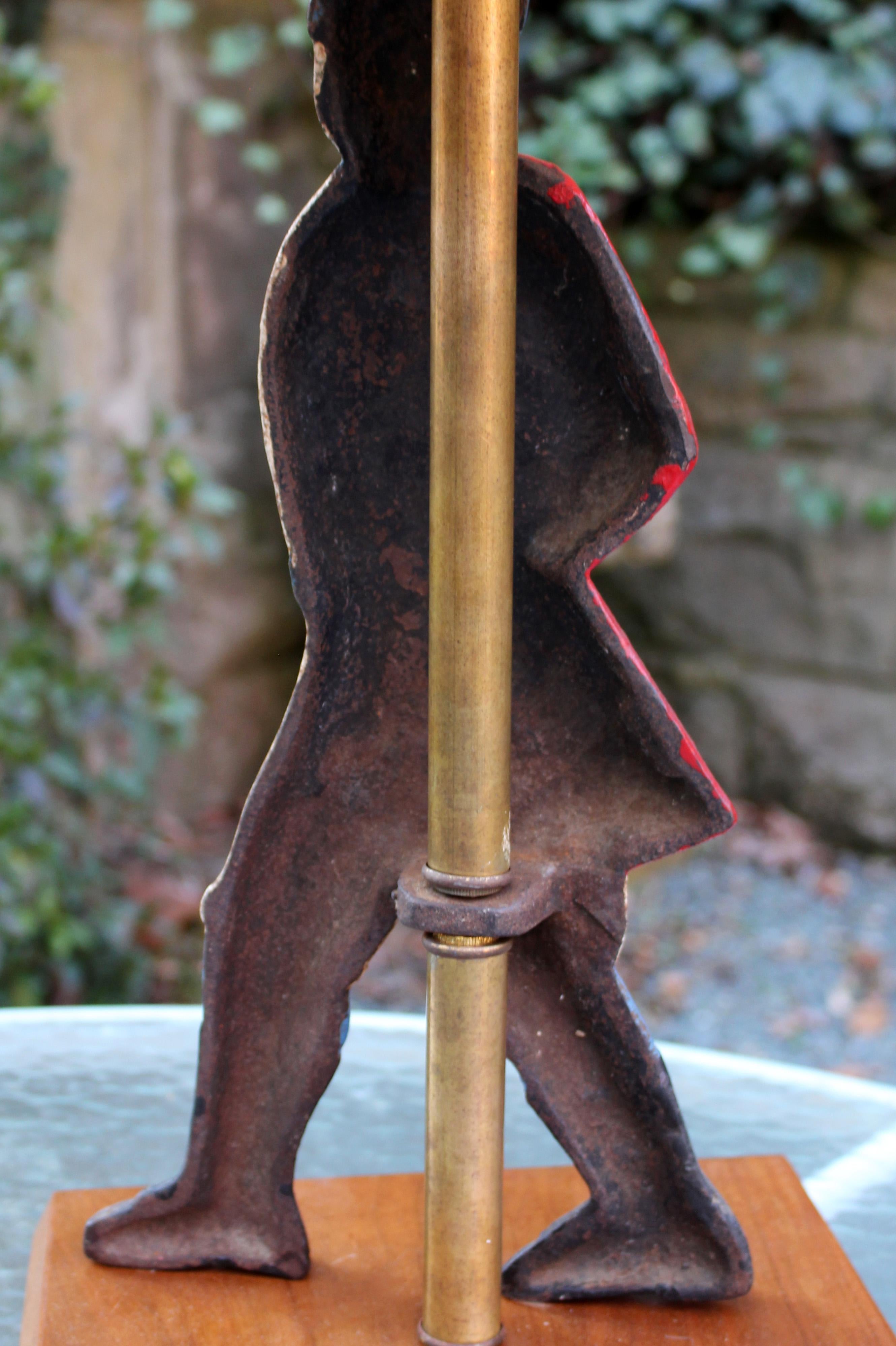 Enameled 1920s Colonial Revival Hessian Soldier Andiron Mounted as a Lamp
