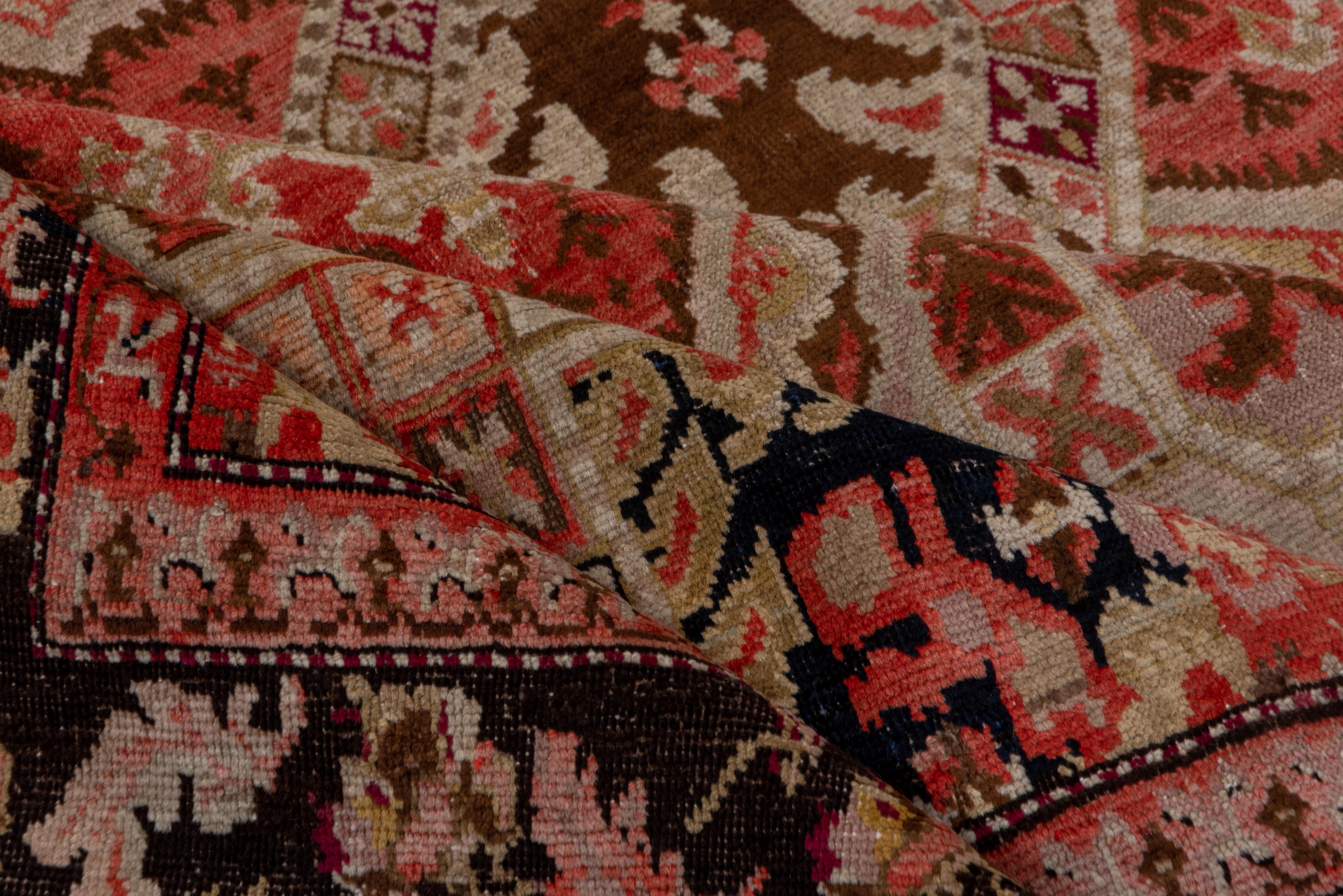 Wool 1920s Colorful Antique Caucasian Karabagh Gallery Carpet, Pink & Navy Palette For Sale