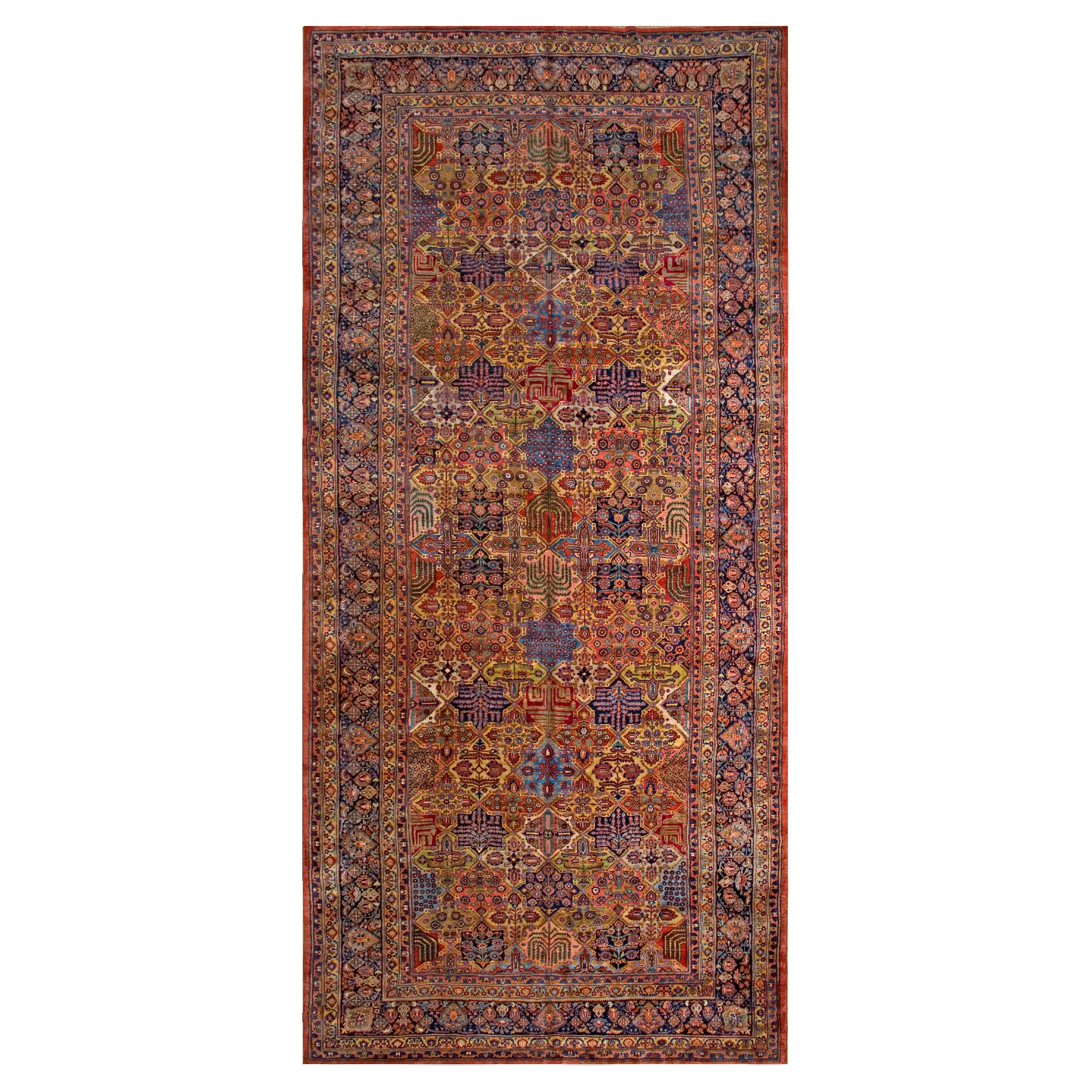 1920er Jahre bunte Garten Teppich antike persische Sarouk Mohajeran Teppich 8
10" x 19
 im Angebot