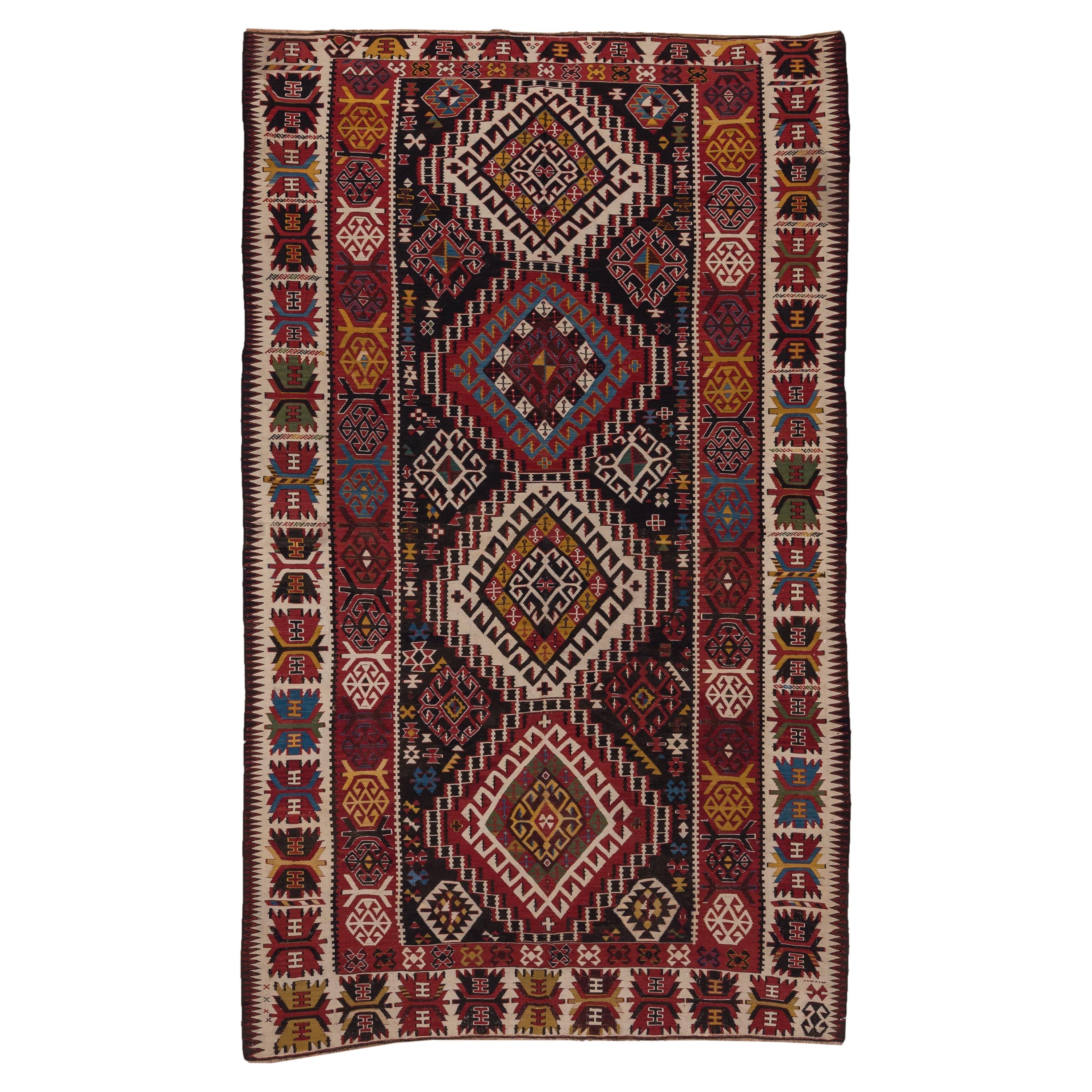 1920s Colorful Turkish Kilim Rug