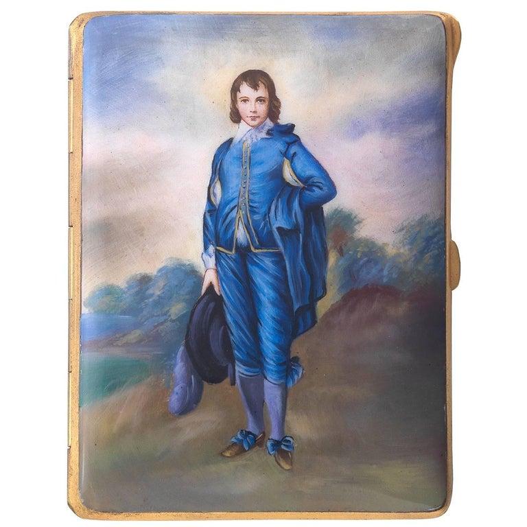 SHIPPING POLICY:
No additional costs will be added to this order.
Shipping costs will be totally covered by the seller (customs duties included). 

Of rectangular form, the hinged cover enameled depicting a young gentleman with 18th century clothes