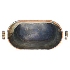 1920s, Copper Boiler Wash Tub Pot with Wood Handles as Planter