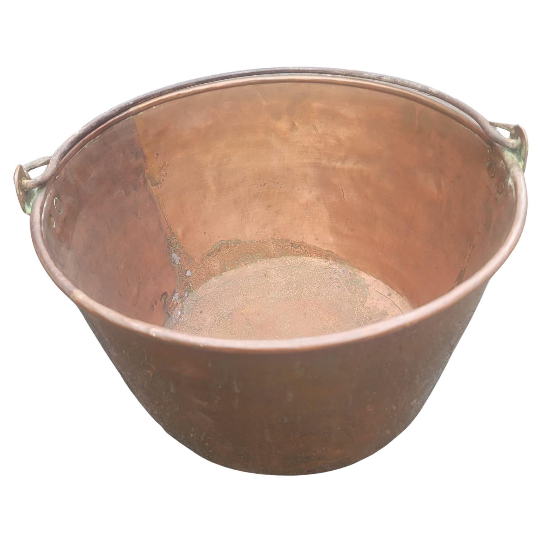 Hammered 1920s, Copper Caldron Pot, Planter For Sale