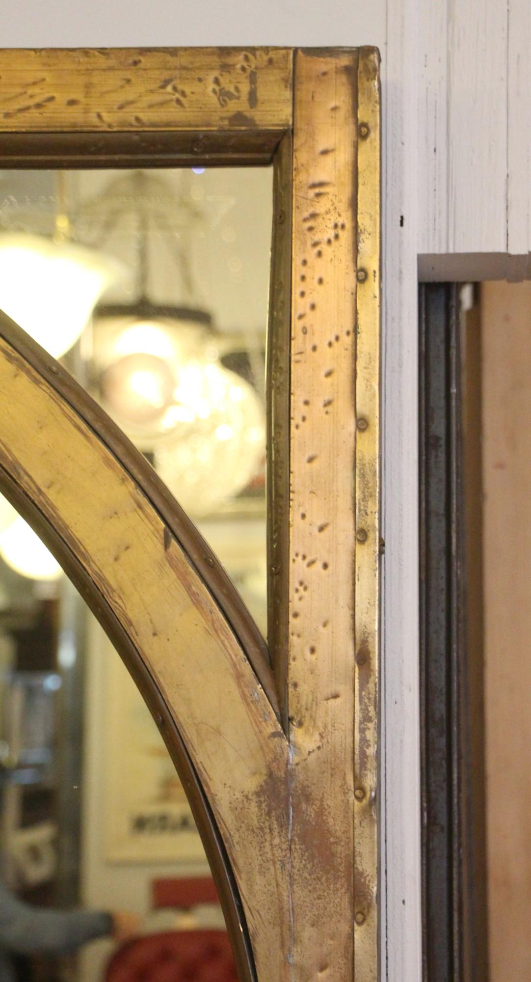 American 1920s Copper Clad Arched Window Mirror from a NYC Building