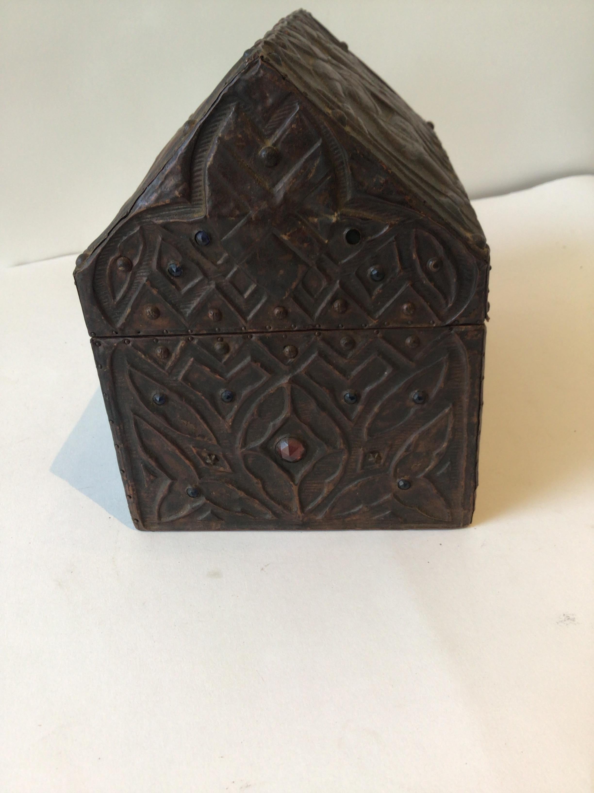 Brass 1920s Copper Warriors Box with Jewels