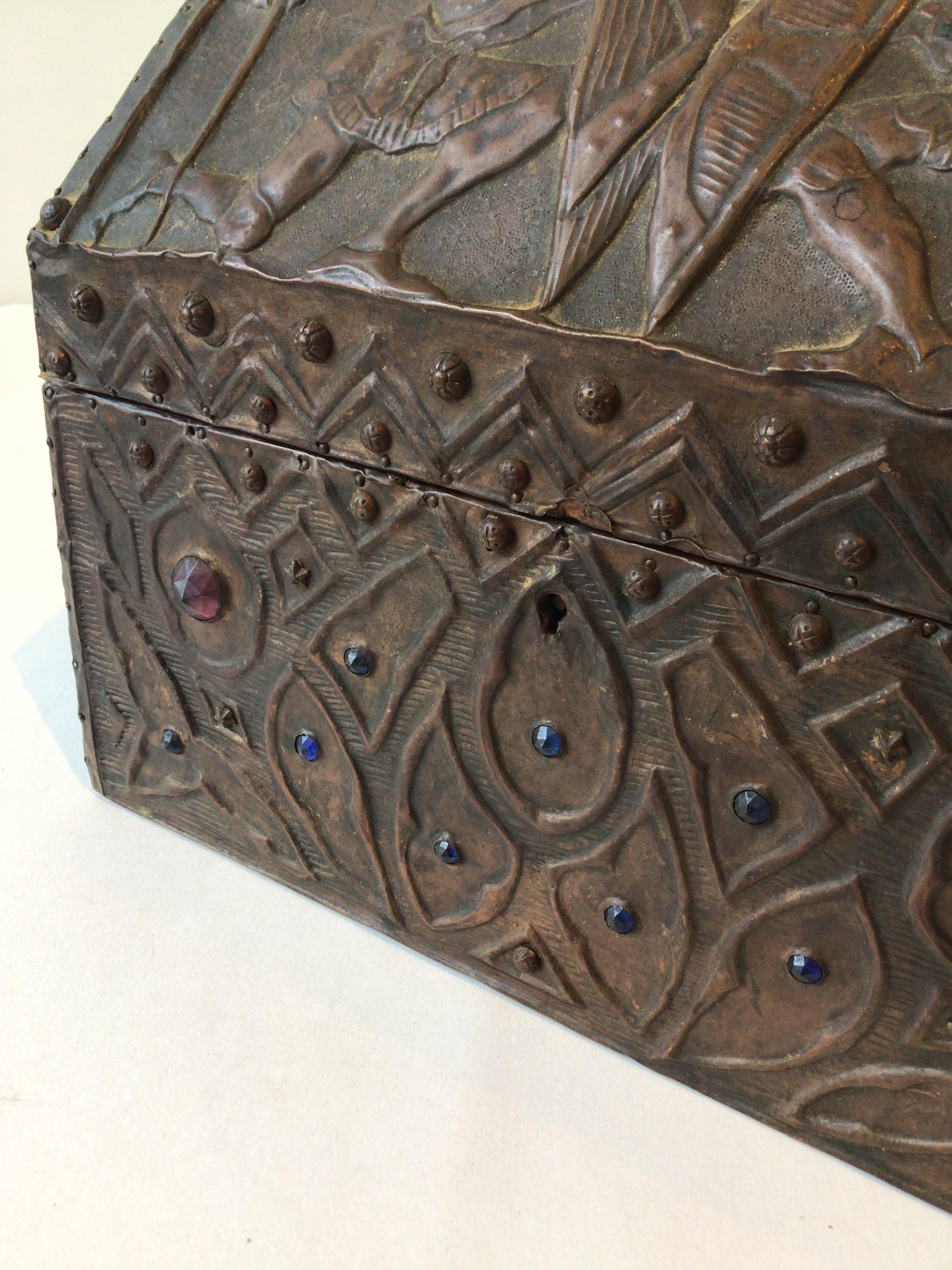 1920s Copper Warriors Box with Jewels 4