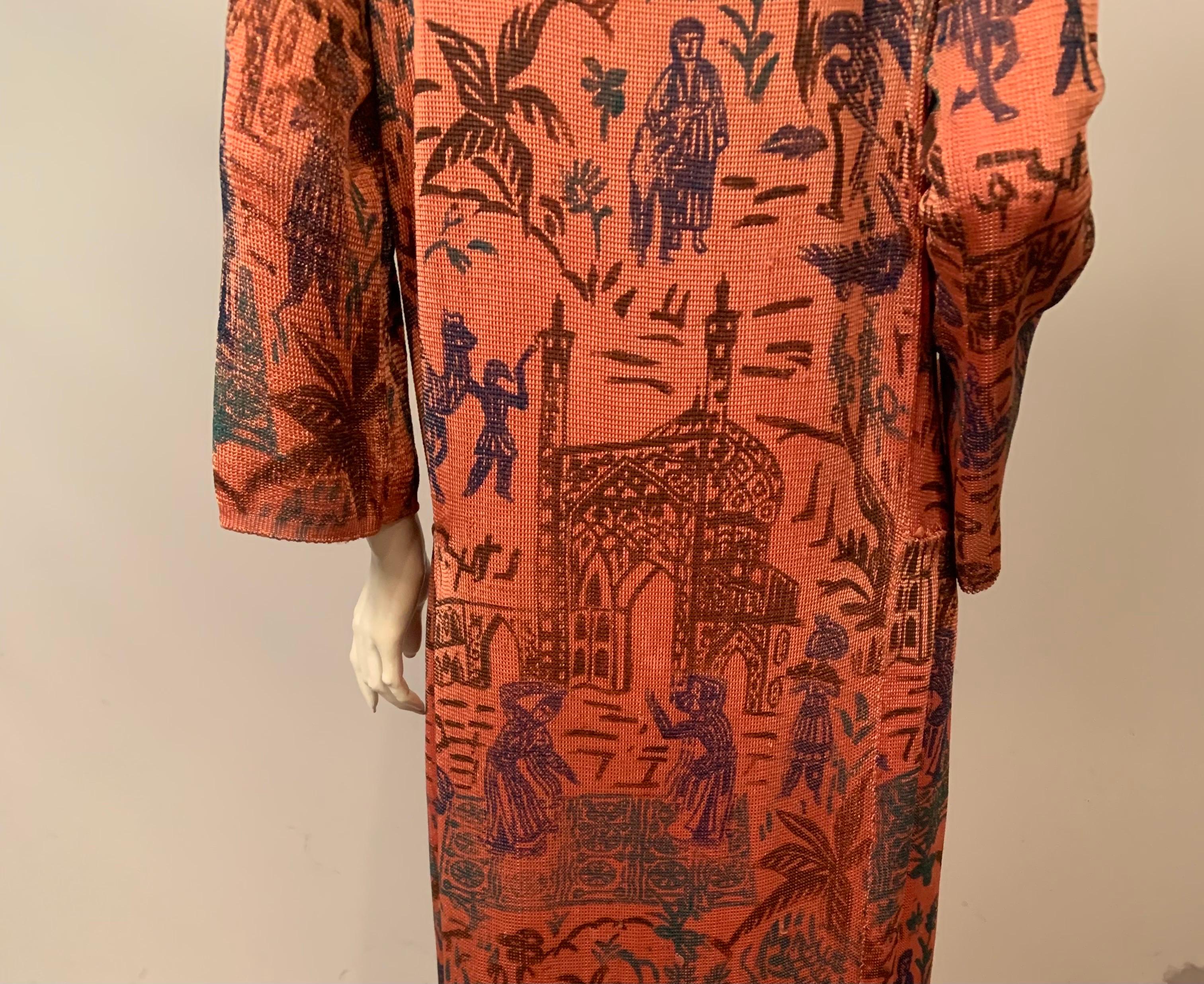 Abito anni '20 in jersey di corallo con un design di ispirazione mediorientale in vendita 5