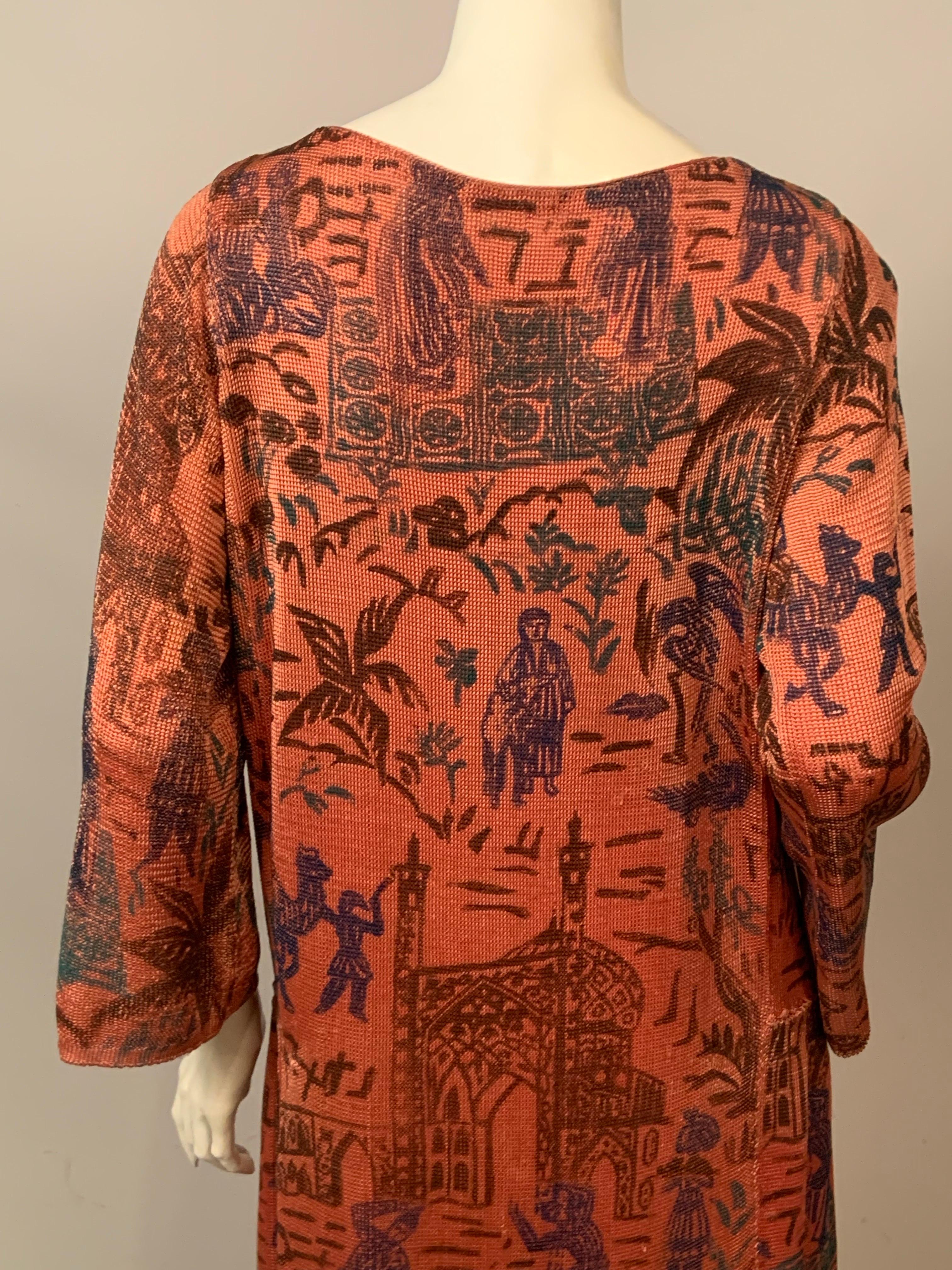 Abito anni '20 in jersey di corallo con un design di ispirazione mediorientale in vendita 6
