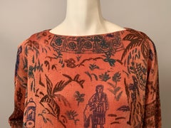 1920's Coral Jersey Dress with a Middle Eastern Inspired Design