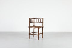 1920s Cottage Style Bobbin Corner Chair with Rush Seat