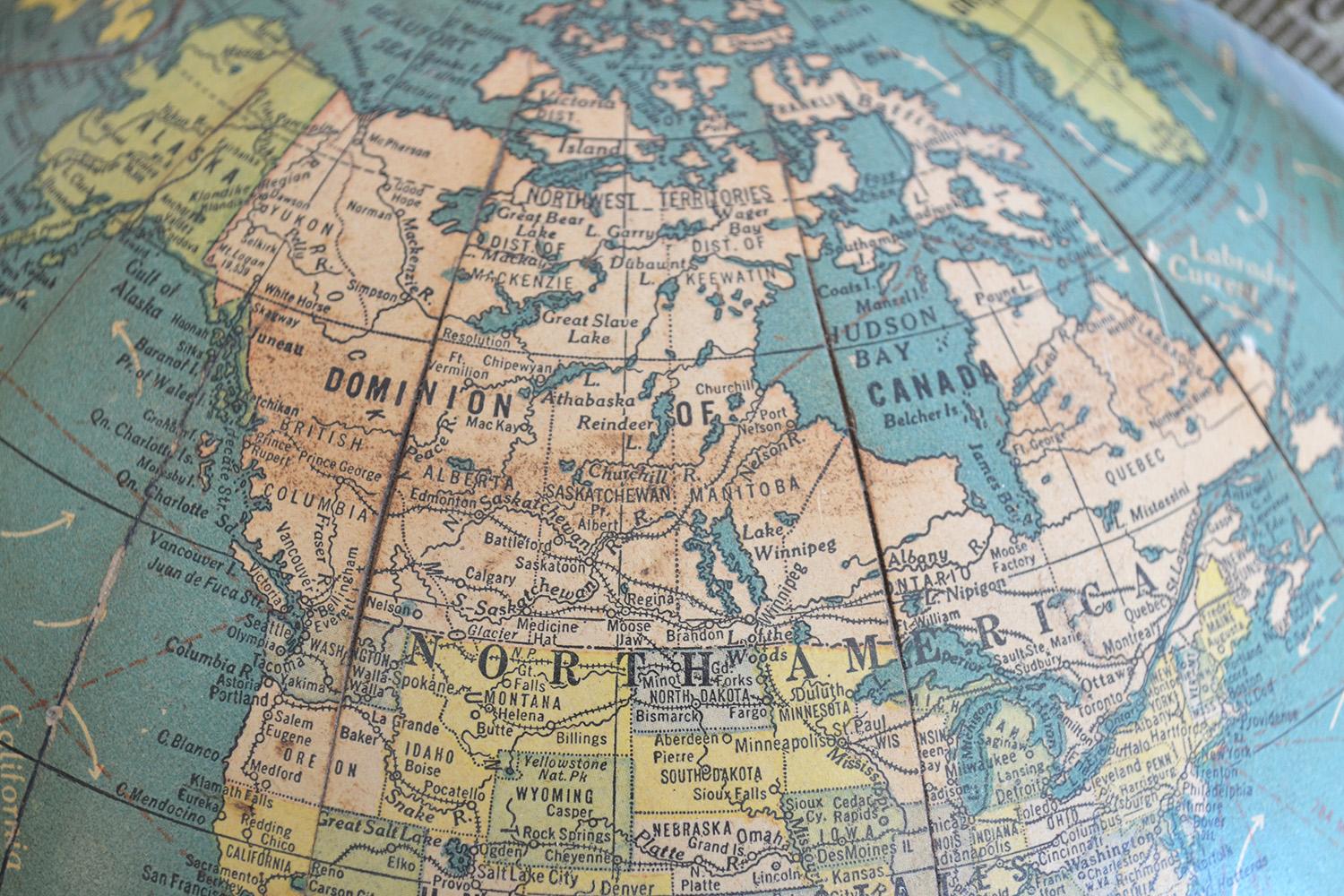 1920's Cram's Universal Terrestrial Globe 10.5 Inch on Walnut Base 1